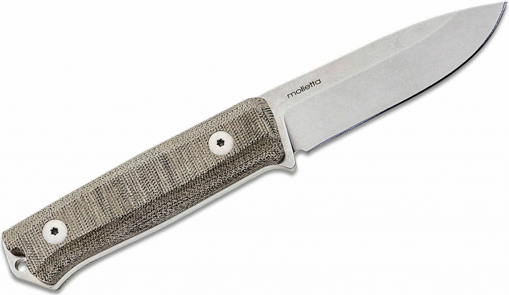 Lionsteel Fixed Blade Sleipner Steel stone washed, GREEN CANVAShandle, leather sheath B40 CVG