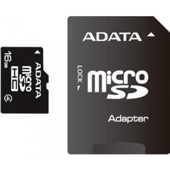 ADATA microSDHC 16GB class 4 + adapter AUSDH16GCL4-RA1