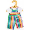 Bigjigs Toys Pruhované nohavice s trakmi a biele tričko pre bábiku 28 cm