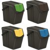 Sortibox Slim Odpadkové koše na triedený odpad, 4 ks x 25 l - čierne