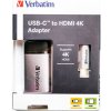 USB (3.1) húb 1-port, 49143, šedá, dĺžka kábla 10cm, Verbatim, 1x HDMI