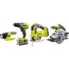 Ryobi R18CK4A-252S aku 18 V set (R18DD3 + RWSL1801 + R18JS + R18T + 1 x 5,0 Ah + 1 x 2 Ah baterie + nabíječka)