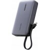 UGREEN PB551 Rýchly Powerbank 20000mAh 145W USB-C+USB Vstavaný Kábel Sivý