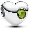 Prívesok PANDORA Srdce na gravírovanie se zeleným krištáľom 794161C08