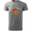 Basketbal lopta v triku - Klasické pánske tričko vyššej gramáže - XS ( Tmavosivý melír )