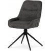 Židle jídelní HC-535 GREY2 tmavě šedá látka, černé kovové nohy, otočný mechanismus
