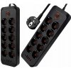 Predlžovací Kábel Smartled 3 m, 10 zásuviek + 5 USB, čierny s uzemnením