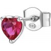 Brosway Strieborná single náušnice Srdiečko Fancy Passion Ruby FPR91