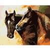 Diamondi Diamantové maľovanie - HNEDÉ MAĽOVANÉ KONE Rámovanie: bez rámu a bez vypnutia plátna, Rozmer: 40x50 cm