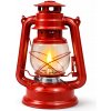Kovová červená lampa na petrolej - Retro dekoratívny lampáš 24 cm Veľkosť: 23 cm