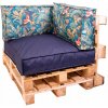 Golden Garden Paletové sedenie Golden Garden GG71/1 - podsedák a vankúš 80cm x 80cm x 15cm penový granulát tmavo modrá vzor kvet