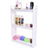 SLIM WHITE Pojazdný regál 3poschodový 17 cm Úzky organizér na kolieskach, výška 81 cm
