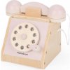 Drevený retro telefón pre deti Mamabrum 14 cm x 12 cm odtiene ružovej