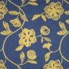 Šatovka denim, žltá výšivka, š.135/150