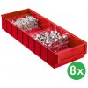 Allit Plastový regálový box ShelfBox typ F - 183 x 500 x 81 mm, 8 ks, červený