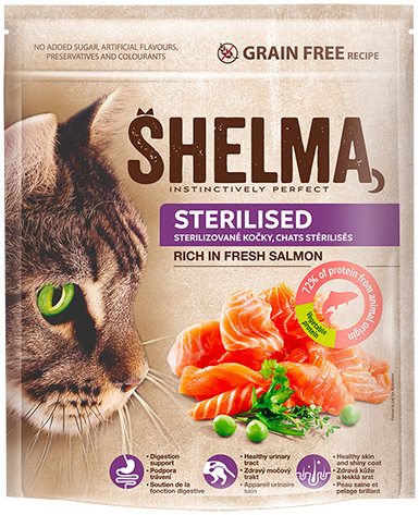SHELMA Cat Sterilised Salmon losos 8 kg
