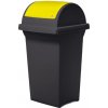 Odpadkový kôš na triedený odpad SWING 50 l - čierna nádoba, žlté veko