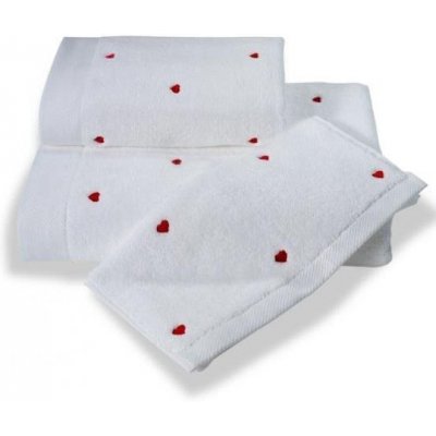Soft Cotton Malý ručník Micro love 30 x 50 cm bílá červená srdíčka