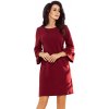 Numoco Dámske bordové šaty s čipkovanými rukávmi – veľkosť L Farba: Bordová, Veľkosť: M