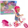 Súprava mini bábika s bicyklom, prívesom a bielym psíkom