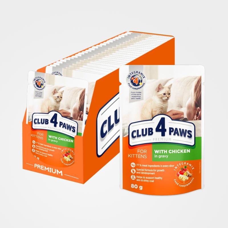 CLUB 4 PAWS Premium for kittens With chicken in gravy 24 x 80 g