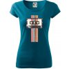 Retro kazeta - pruhy - Dámske tričko Pure - 2XL ( Petrolejová )