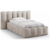 Svetlohnedá čalúnená jednolôžková posteľ s úložným priestorom s roštom 90x200 cm Lupine – Micadoni