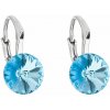 PAVONA Strieborné náušnice visiace s krištálmi Swarovski modré okrúhle 31229.3 aqua