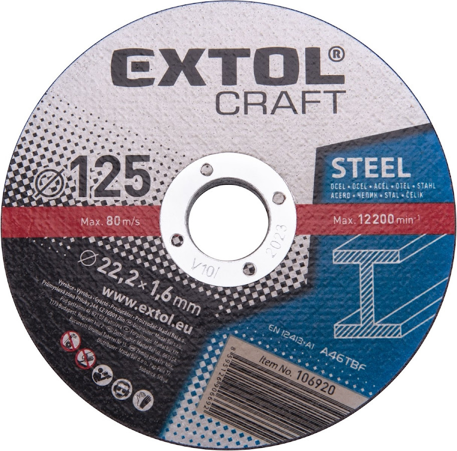 EXTOL CRAFT Kotúče rezné na kov, 5 ks, ? 125 × 1,6 × 22,2 mm 106920