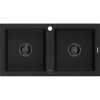 Mexen Mario, granitový drez 820x436x161 mm, 2-komorový, čierna s čiernym sifónom, 6504822000-77-B