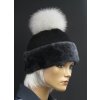 Splus dámská kožušinová čiapka s bambulí z mývalovce 4717 černá s melírovaným vlasem kožešiny