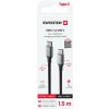 SWISSTEN DATOVÝ KABEL TEXTILE II USB-C / USB-C 1,5 M ČERNÝ 71528203