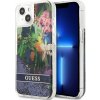 Guess Liquid Glitter Flower - puzdro pre iPhone 13 mini (modré)