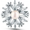 JwL Luxury Pearls Očarujúca brošňa v tvare snehovej vločky s perlou JL0874
