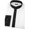 Biela pánska košeľa Slim so stojačikom a čiernym golierom - 182