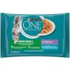 Purina One Indoor mini filetky s tuniakom a zelenými fazuľkami s teľacím a mrkvou v šťave 4 x 85 g