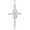 JVD SVLP1318X61BI00 - Strieborný prívesok krížik nekonečno so zirkónmi