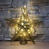 LED vianočná kovová 3D hviezda na stromček - 30 cm bílá teplá