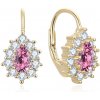 Beneto Pozlátené náušnice s ružovými zirkónmi AGUC3298P-GOLD
