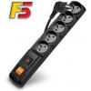 Acar F5, prepäťová ochrana (5 zásuviek), vypínač, 3.0m, čierna ppacarf5-3black