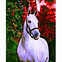 Figured ART Diamantové maľovanie Biely kôň so stromom 40 x 50 cm na ráme