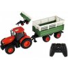 Teddies Traktor Zetor RC s vlekom plast 42 cm 2,4 GHz dobíjací pack + so zvukom