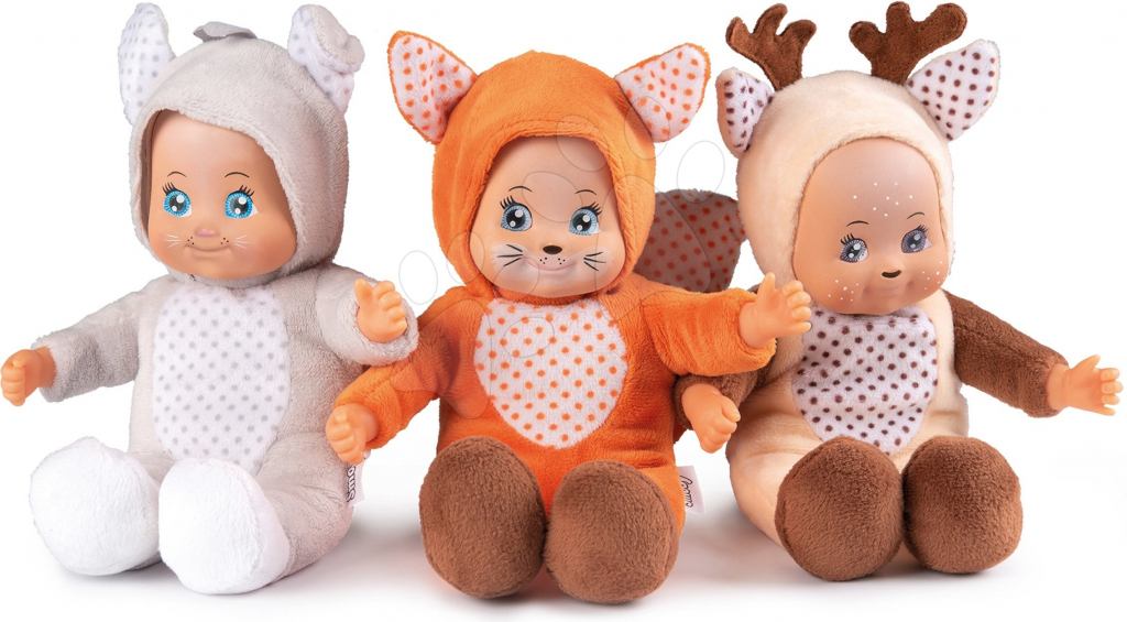 Smoby Sada 3 bábik v kostýmoch Mini Animal Doll MiniKiss 20 cm Líška Zajac a Srnka