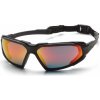 Pyramex Highlander ESBB5055DT, ochranné okuliare, nezahmlievajúce sa, zrkadlové, čierna obruba, červené