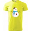 Snehuliak so šálom - Klasické pánske tričko vyššej gramáže - M ( Neonová žltá )