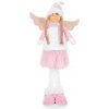 Postavička MagicHome Vianoce, Anjelik s ružovou sukňou, látkový, ružovo-biely, 29x13x59 cm