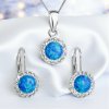 MSPERK Prívesok a náušnice so synt. opálom a Preciosa crystals - modré Ag 925/1000 Rh (2g)