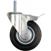 VOREL Koliesko otočné s brzdou, gumové so skrutkou 100kg 125/33/153mm (87333)