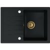Sink Quality Titanite, kuchynský granitový drez 680x495x215 mm + zlatý sifón, čierna, SKQ-TIT.C.1KKO.XG