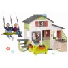 Set domček Priateľov s predzáhradkou a závesná hojdačka Friends House Life Smoby rozšíriteľný pre dve deti výškovo nastaviteľná a letná kuchynka
